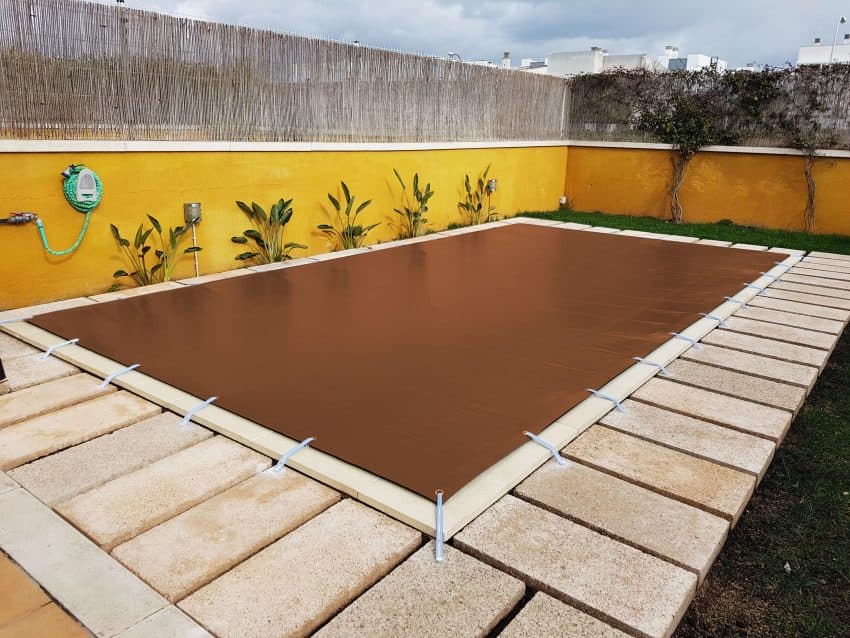 Brown winter pool cover